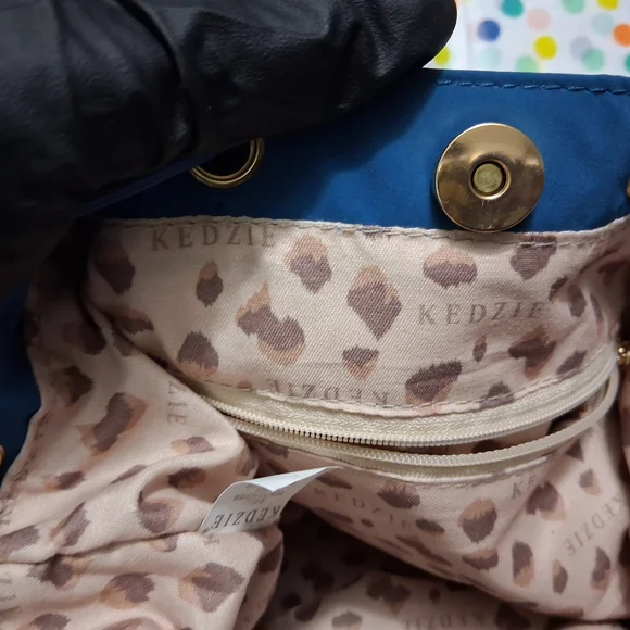 Stylish Blue Shoulder Bag with Gold Accents Crossbody - Picture 7 of 14